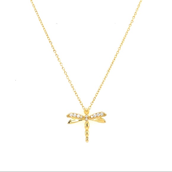 Jewelry | 14k Gold Plated Sterling Silver Dragonfly Necklace | Poshmark